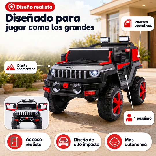 Auto a Batería Todoterreno Gris Kidscool 12V Bluetooth Control Remoto