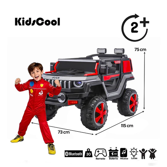 Auto a Batería Todoterreno Gris Kidscool 12V Bluetooth Control Remoto