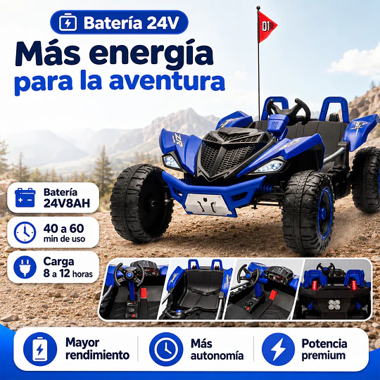 Auto a Batería Monster Azul 4x4 Kidscool 24V APP Control Remoto