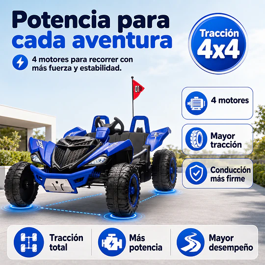Auto a Batería Monster Azul 4x4 Kidscool 24V APP Control Remoto