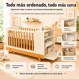 Retiro Express-Cuna Evolutiva 6 en 1 Multi Etapas Maxx Kidscool – Beige Eco-Wood + Colchon Cuna Baby Box 130x70 cms