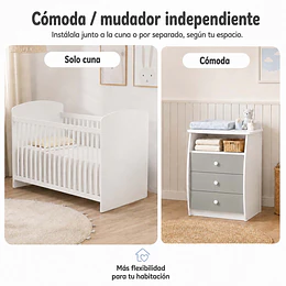 Cuna con Cómoda Mudador Bambini Gris