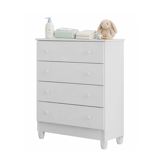 Cómoda Infantil Kidscool Mel 4 Cajones Blanco 