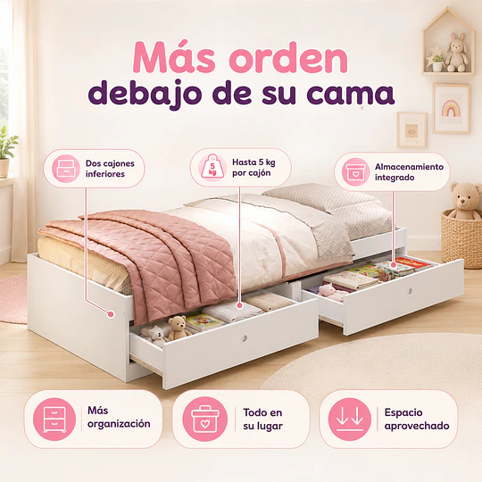 Cama Infantil con Cajones Cariño Blanca