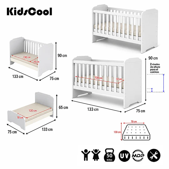 Cuna Evolutiva 3 en 1 Kidscool Mel Blanco