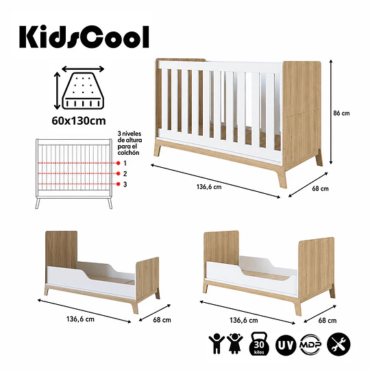 Cuna Evolutiva 3 en 1 Honey Kidscool
