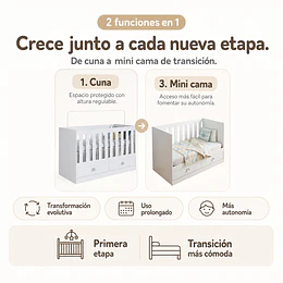 Cuna Multifunción 2 en 1 Kidscool New Amore Blanca