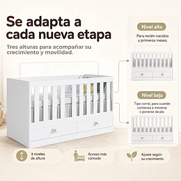 Cuna Multifunción 2 en 1 Kidscool New Amore Blanca