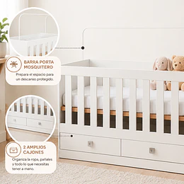 Cuna Multifunción 2 en 1 Kidscool New Amore Blanca