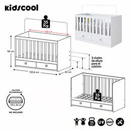 Cuna Multifunción 2 en 1 Kidscool New Amore Blanca