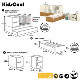 Cuna Multifunción con Cama Nido Formare Blanca Eco Wood Kidscool