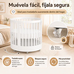 Cuna Bebé Progresiva 3 Funciones Sognare Madera Ovalada Blanca