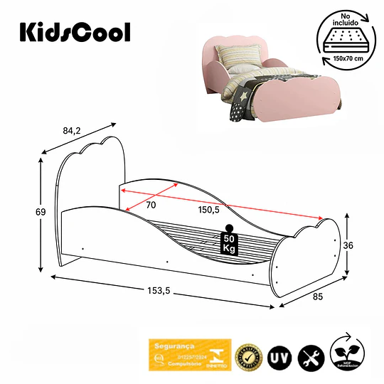 Mini Cama Transición Nube Rosado