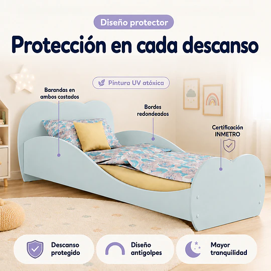 Mini Cama Transición Nube Celeste
