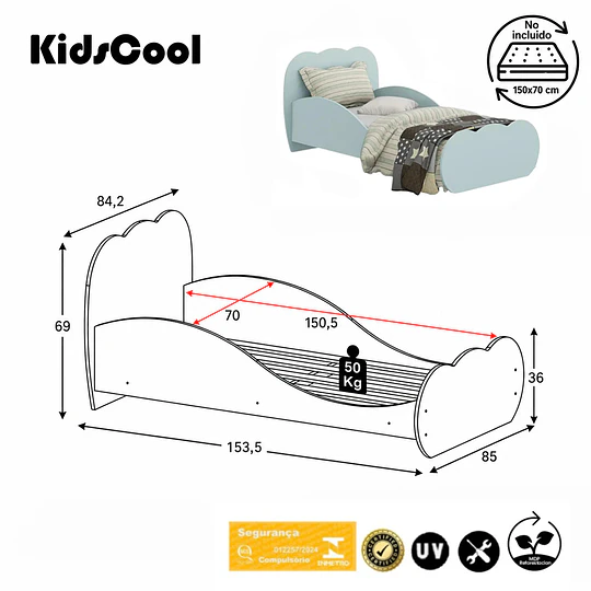 Mini Cama Transición Nube Celeste
