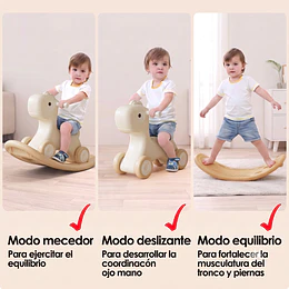 Caminador Mecedor Caballito 3 en 1 Kidscool Crudo Neutro Estilo Off White