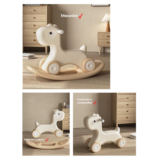Caminador Mecedor Caballito 3 en 1 KidscoolCrudo Neutro Estilo Off White