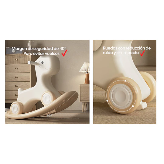 Caminador Mecedor Caballito 3 en 1 KidscoolCrudo Neutro Estilo Off White
