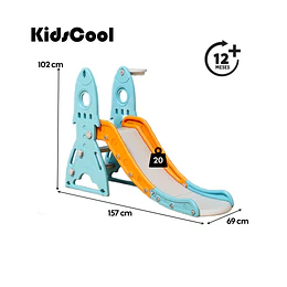 Resbalín Infantil con Aro de basquetbol Kidscool Centro de juegos Celeste