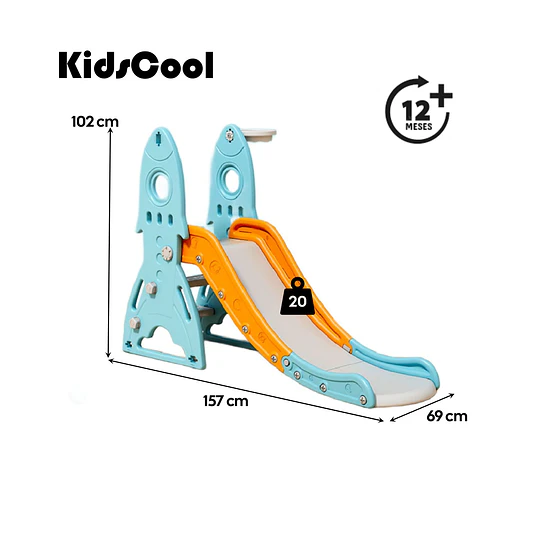 Resbalín Infantil con Aro de basquetbol Kidscool Centro de juegos Celeste