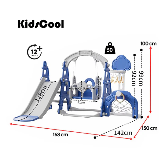 Resbalín Columpio Infantil 5 en 1 Kidscool Centro de Juegos Azul
