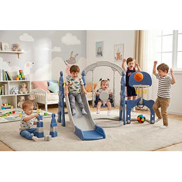 Resbalín Columpio Infantil 5 en 1 Kidscool Centro de Juegos Azul