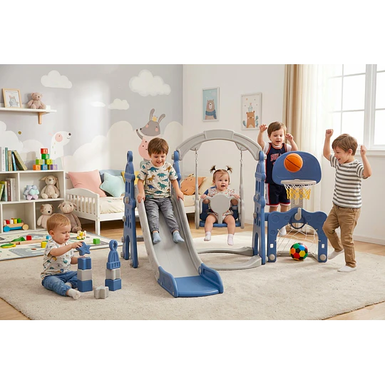 Resbalín Columpio Infantil 5 en 1 Kidscool Centro de Juegos Azul
