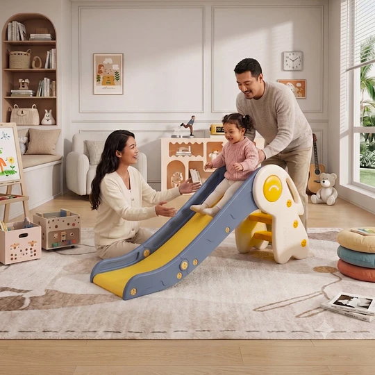 Resbalín Infantil Plegable con Aro de Básquetbol Kidscool Multicolor