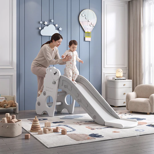 Resbalín Infantil Plegable Kidscool Centro de Juegos Crudo Gris