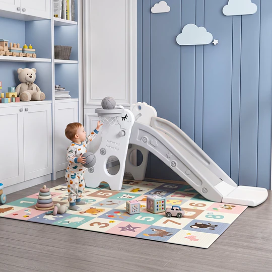 Resbalín Infantil Plegable Kidscool Centro de Juegos Crudo Gris