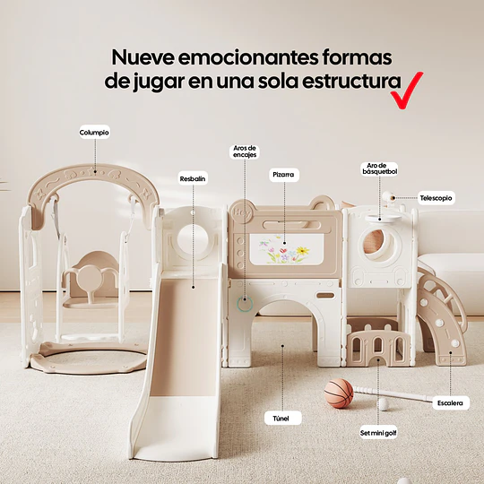Resbalín Columpio Centro de Juegos 9 en 1 Kidscool Estilo Off White