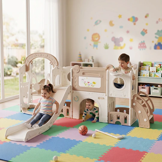 Resbalín Columpio Centro de Juegos 9 en 1 Kidscool Estilo Off White