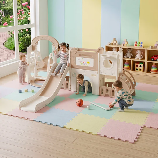 Resbalín Columpio Centro de Juegos 9 en 1 Kidscool Estilo Off White
