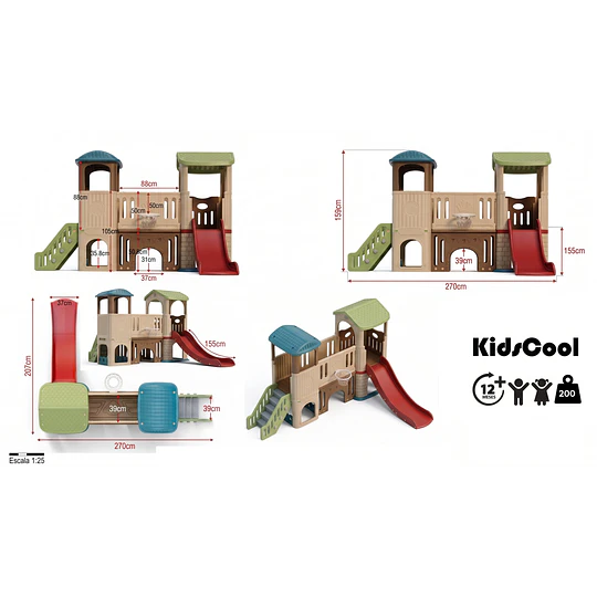 Centro de Juegos Infantil Dos Torres Kidscool Off White Colores