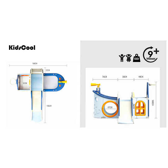 Resbalín Infantil Centro de juegos Navy 7 en 1 Kidscool Blanco Azul