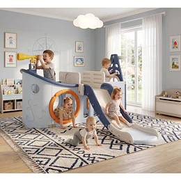 Resbalín Infantil Centro de juegos Navy 7 en 1 Kidscool Blanco Azul
