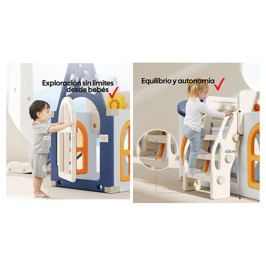Resbalín Infantil Centro de juegos Navy 7 en 1 Kidscool Blanco Azul