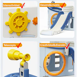 Resbalín Infantil Centro de juegos Navy 7 en 1 Kidscool Blanco Azul