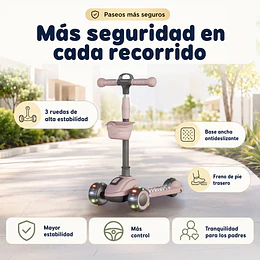 Scooter Plegable 3 Ruedas Kidscool Rosada Luces y Música-Preventa 3 Agosto