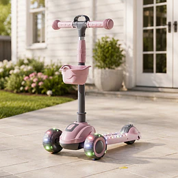 Scooter Plegable 3 Ruedas Kidscool Rosada Luces y Música-Preventa 3 Agosto