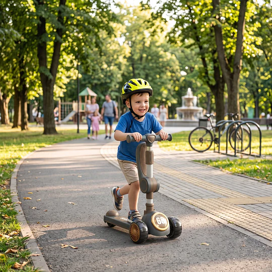 Scooter Infantil 3 en 1 Kidscool Gris Plegable con Asiento-Preventa 3 Agosto