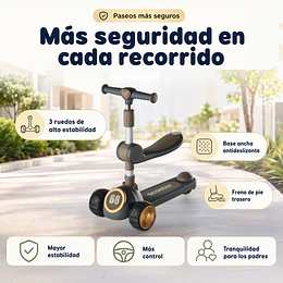 Scooter Infantil 3 en 1 Kidscool Gris Plegable con Asiento-Preventa 3 Agosto
