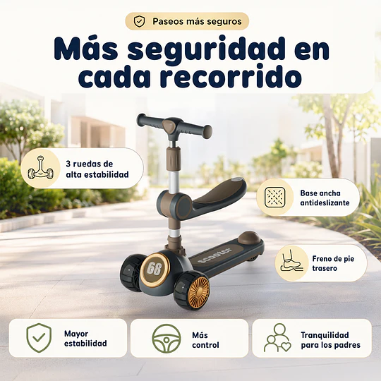 Scooter Infantil 3 en 1 Kidscool Gris Plegable con Asiento-Preventa 3 Agosto