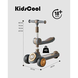 Scooter Infantil 3 en 1 Kidscool Gris Plegable con Asiento-Preventa 3 Agosto