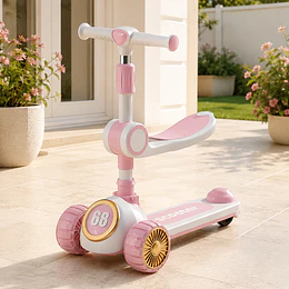 Scooter Infantil 3 en 1 Kidscool Rosado Plegable con Asiento-Preventa 3 Agosto