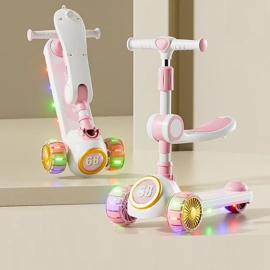 Scooter Infantil 3 en 1 Kidscool Rosado Plegable con Asiento-Preventa 3 Agosto