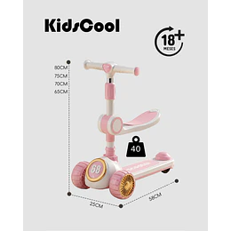Scooter Infantil 3 en 1 Kidscool Rosado Plegable con Asiento-Preventa 3 Agosto