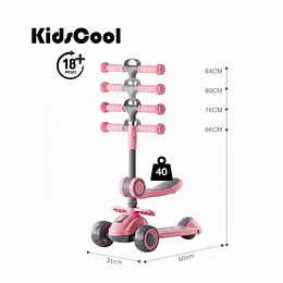 Retiro Express - Scooter con Asiento Luces y Música Kidscool Rosado Plegable