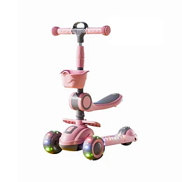 Retiro Express - Scooter con Asiento Luces y Música Kidscool Rosado Plegable