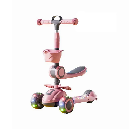 Retiro Express - Scooter con Asiento Luces y Música Kidscool Rosado Plegable